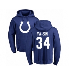 Football Indianapolis Colts #34 Rock Ya-Sin Royal Blue Name & Number Logo Pullover Hoodie