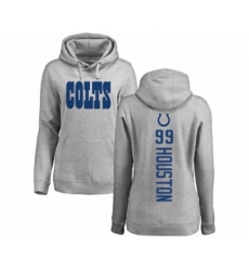 Football Women's Indianapolis Colts #99 Justin Houston Ash Backer Pullover Hoodie