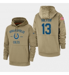 Men's Indianapolis Colts #13 T.Y. Hilton 2019 Salute to Service Sideline Therma Pullover Hoodie - Tan