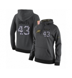 Football Women's Philadelphia Eagles #43 Darren Sproles Stitched Black Anthracite Salute to Service Player Performance Hoodie