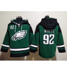 Men's Philadelphia Eagles #92 Reggie White Green Lace-Up Pullover Hoodie