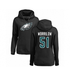Women's Philadelphia Eagles #51 Paul Worrilow Black Name & Number Logo Pullover Hoodie