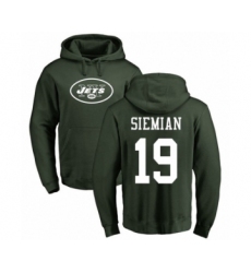 Football New York Jets #19 Trevor Siemian Green Name & Number Logo Pullover Hoodie