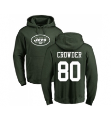 Football New York Jets #80 Jamison Crowder Green Name & Number Logo Pullover Hoodie