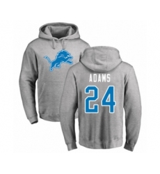 Football Detroit Lions #24 Andrew Adams Ash Name & Number Logo Pullover Hoodie
