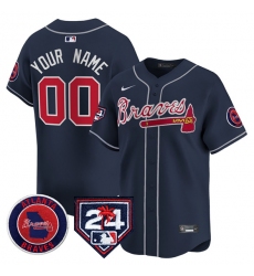 Men's Atlanta Braves Customized Navy 2024 Spring Training Patch Limited Stitched Baseball Jersey