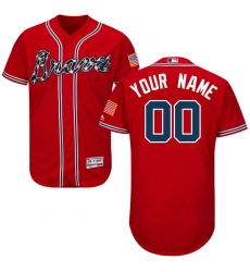 Men's Atlanta Braves Majestic Alternate Scarlet Flex Base Authentic Collection Custom Jersey