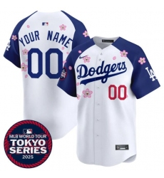 Men's Los Angeles Dodgers Active Player Custom White Royal 2025 Tokyo Series Limited Stitched Baseball Jersey