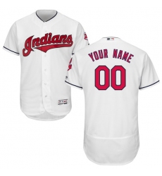 Men's Cleveland Indians Majestic Home White Flex Base Authentic Collection Custom Jersey