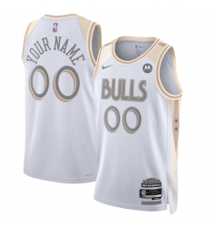 Men's Chicago Bulls Active Player Custom White 2024-25 City Edition Stitched Basketball Jersey