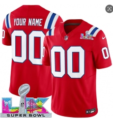 Men's New England Patriots Active Player Custom Red 2025 F.U.S.E. Super Bowl LX Patch Vapor Limited Football Stitched Jersey