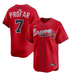 Men's Atlanta Braves #7 Jurickson Profar Red 2025 Alternate Limited Stitched Baseball Jersey
