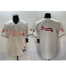 Men's Atlanta Braves Team Big Logo Cream 2024 Atliens & With Outkast Vapor Limited Stitched Baseball Jersey