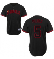 Men's Majestic Los Angeles Angels of Anaheim #5 Albert Pujols Authentic Black Fashion MLB Jersey