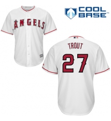 Youth Majestic Los Angeles Angels of Anaheim #27 Mike Trout Replica White Home Cool Base MLB Jersey