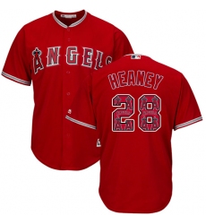 Men's Majestic Los Angeles Angels of Anaheim #28 Andrew Heaney Authentic Red Team Logo Fashion Cool Base MLB Jersey