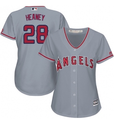 Women's Majestic Los Angeles Angels of Anaheim #28 Andrew Heaney Authentic Grey Road Cool Base MLB Jersey