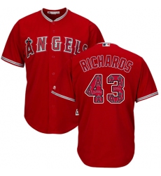 Men's Majestic Los Angeles Angels of Anaheim #43 Garrett Richards Authentic Red Team Logo Fashion Cool Base MLB Jersey