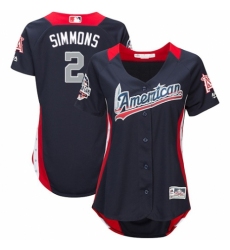 Women's Majestic Los Angeles Angels of Anaheim #2 Andrelton Simmons Game Navy Blue American League 2018 MLB All-Star MLB Jersey