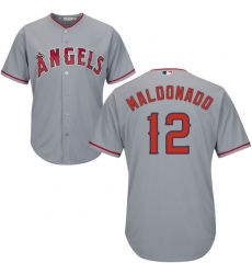Men's Majestic Los Angeles Angels of Anaheim #12 Martin Maldonado Replica Grey Road Cool Base MLB Jersey