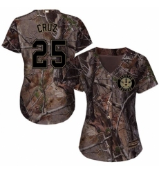 Women's Majestic Houston Astros #25 Jose Cruz Jr. Authentic Camo Realtree Collection Flex Base MLB Jersey