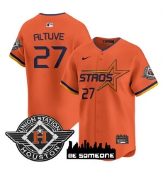 Men's Houston Astros #27 Jose Altuve Orange 2025 City Connect Limited Stitched Baseball Jersey