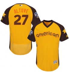 Men's Majestic Houston Astros #27 Jose Altuve Yellow 2016 All-Star American League BP Authentic Collection Flex Base MLB Jersey