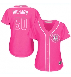 Women's Majestic Houston Astros #50 J.R. Richard Replica Pink Fashion Cool Base MLB Jersey