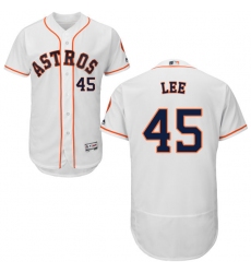 Men's Majestic Houston Astros #45 Carlos Lee White Home Flex Base Authentic Collection MLB Jersey