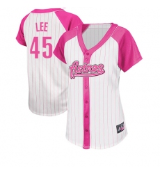 Women's Majestic Houston Astros #45 Carlos Lee Authentic White/Pink Splash Fashion MLB Jersey