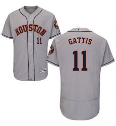 Men's Majestic Houston Astros #11 Evan Gattis Grey Road Flex Base Authentic Collection MLB Jersey