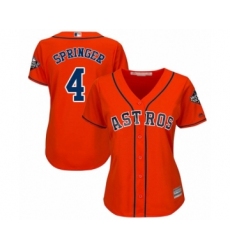 Women's Houston Astros #4 George Springer Authentic Orange Alternate Cool Base 2019 World Series Bound Baseball Jersey