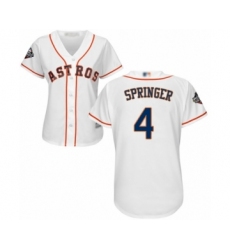 Women's Houston Astros #4 George Springer Authentic White Home Cool Base 2019 World Series Bound Baseball Jersey