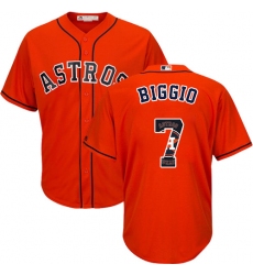 Men's Majestic Houston Astros #7 Craig Biggio Authentic Orange Team Logo Fashion Cool Base MLB Jersey