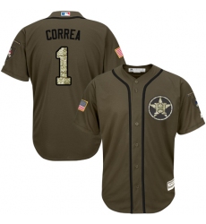 Men's Majestic Houston Astros #1 Carlos Correa Authentic Green Salute to Service MLB Jersey