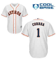 Men's Majestic Houston Astros #1 Carlos Correa Replica White Home Cool Base MLB Jersey