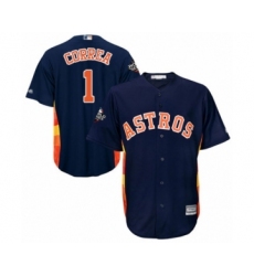 Youth Houston Astros #1 Carlos Correa Authentic Navy Blue Alternate Cool Base 2019 World Series Bound Baseball Jersey
