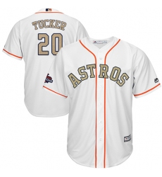 Youth Majestic Houston Astros #20 Preston Tucker Authentic White 2018 Gold Program Cool Base MLB Jersey