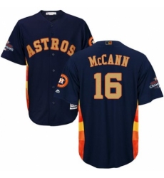 Men's Majestic Houston Astros #16 Brian McCann Replica Navy Blue Alternate 2018 Gold Program Cool Base MLB Jersey
