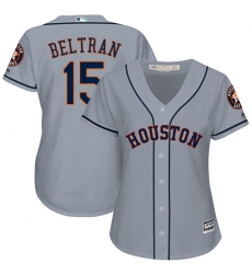 Women's Majestic Houston Astros #15 Carlos Beltran Replica Grey Road Cool Base MLB Jersey