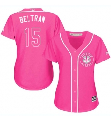 Women's Majestic Houston Astros #15 Carlos Beltran Replica Pink Fashion Cool Base MLB Jersey