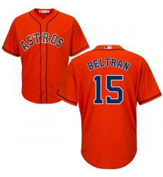 Youth Majestic Houston Astros #15 Carlos Beltran Authentic Orange Alternate Cool Base MLB Jersey