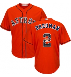 Men's Majestic Houston Astros #2 Alex Bregman Authentic Orange Team Logo Fashion Cool Base MLB Jersey
