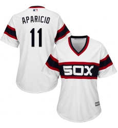 Women's Majestic Chicago White Sox #11 Luis Aparicio Authentic White 2013 Alternate Home Cool Base MLB Jersey