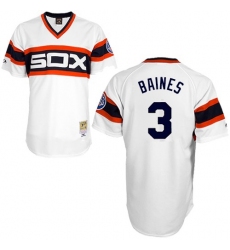 Men's Mitchell and Ness Chicago White Sox #3 Harold Baines Replica White Throwback MLB Jersey