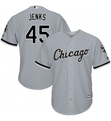 Men's Majestic Chicago White Sox #45 Bobby Jenks Grey Road Flex Base Authentic Collection MLB Jersey