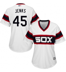 Women's Majestic Chicago White Sox #45 Bobby Jenks Authentic White 2013 Alternate Home Cool Base MLB Jersey