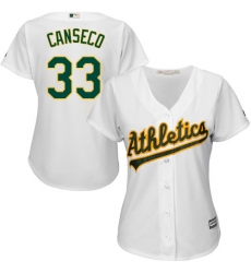 Women's Majestic Oakland Athletics #33 Jose Canseco Authentic White Home Cool Base MLB Jersey