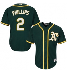 Men's Majestic Oakland Athletics #2 Tony Phillips Replica Green Alternate 1 Cool Base MLB Jersey