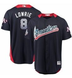 Youth Majestic Oakland Athletics #8 Jed Lowrie Game Navy Blue American League 2018 MLB All-Star MLB Jersey